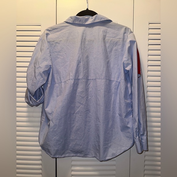 Zara blue button up red ribbons - Picture 4 of 5